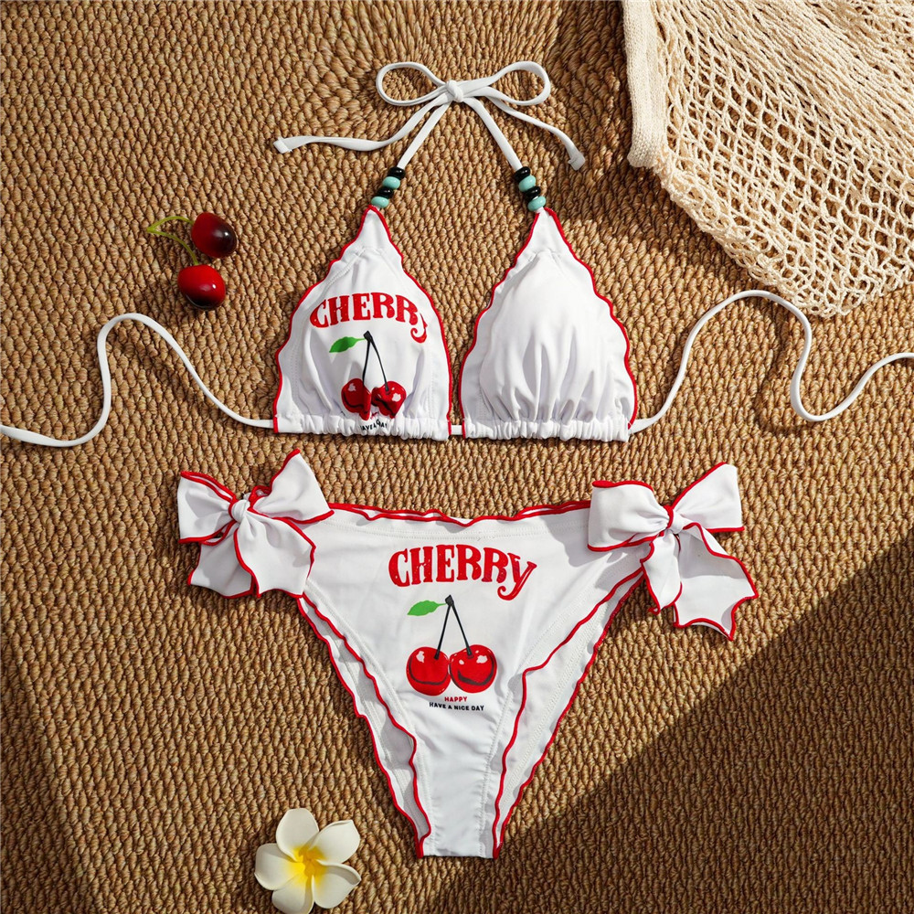 Bow Stringer Tool - Sexy Cherry Print Triangle String Halter
