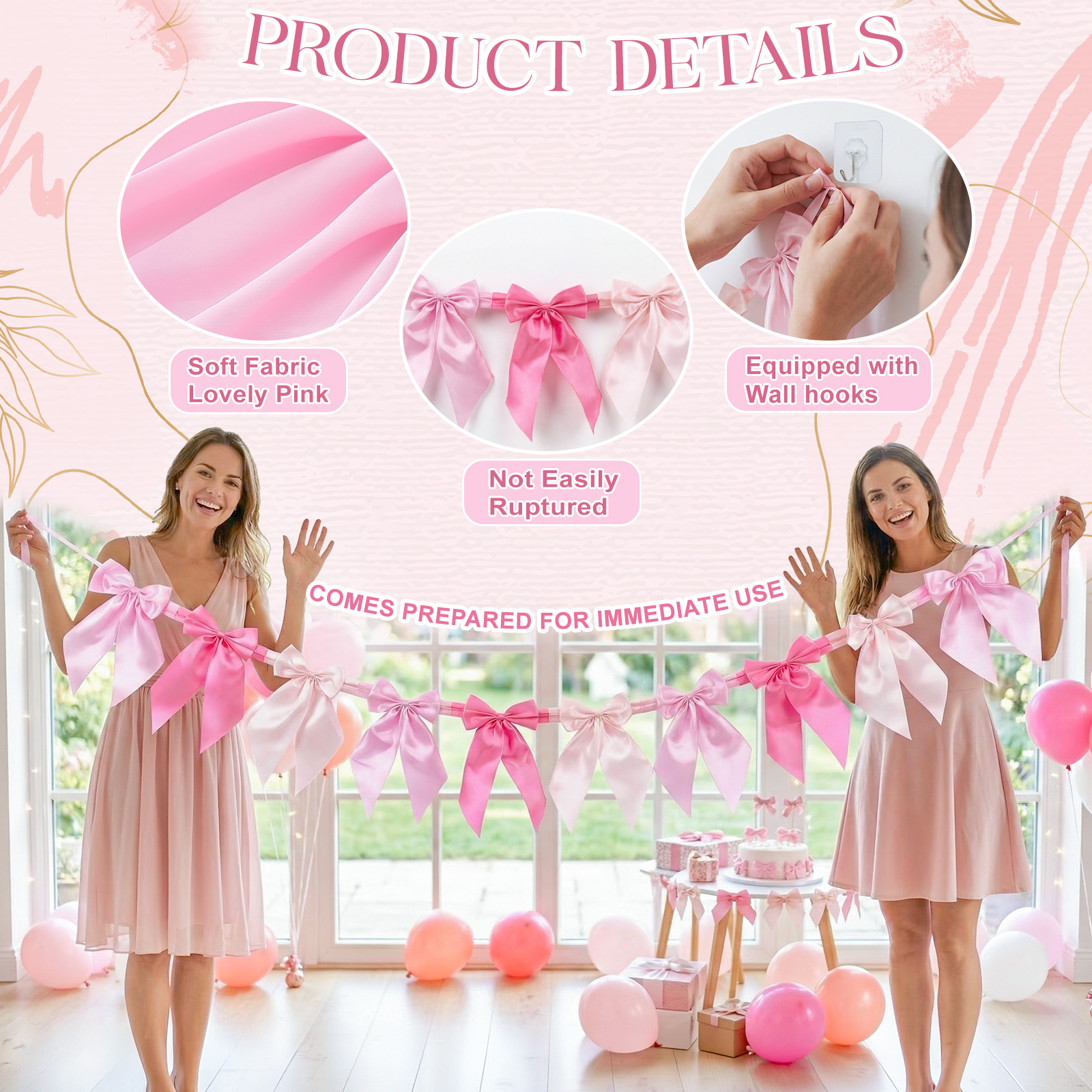8FT 1 String of 10 Pcs Pink Bo - Bow Stringer Tool 评论和价格