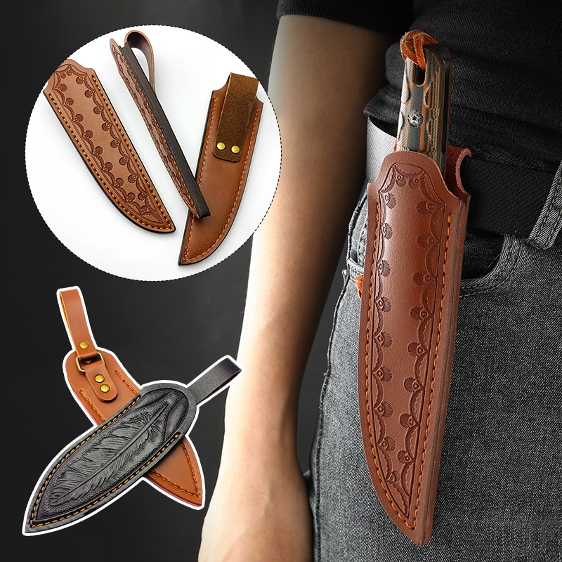 Cowhide Knife Sheath Outdoor S - Outdoor Hunting Knife Set 评论和价格