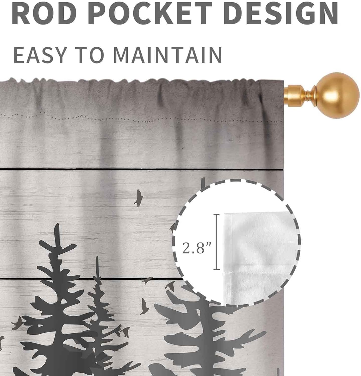 Rustic Deer Curtains, Farmhous - Hunting And Camping In Forest 评论和价格