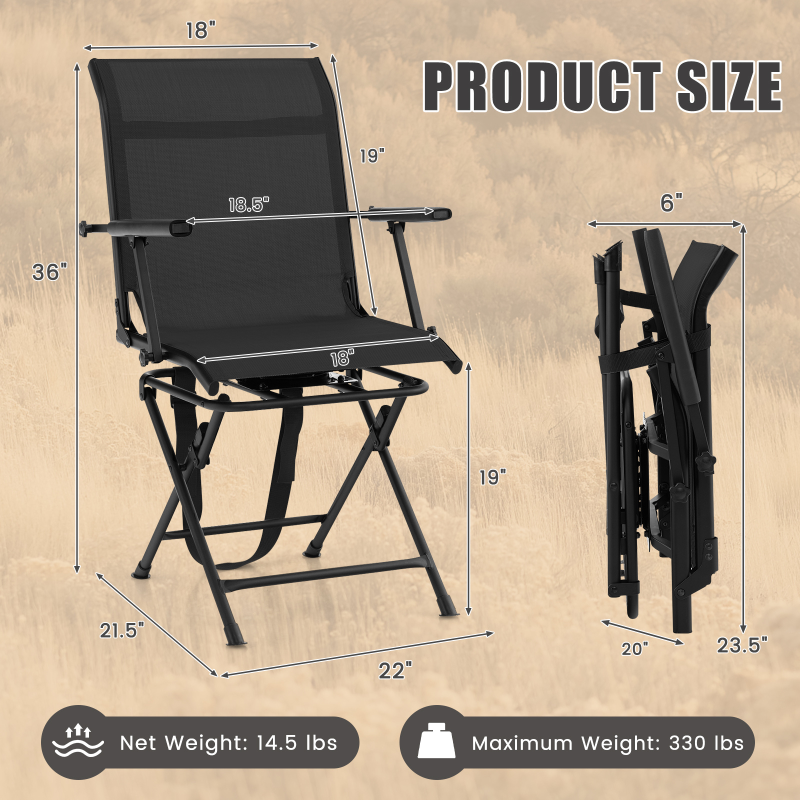 COSTWAY Swivel Hunting Chair,  - Outdoor Hunting Blinds 评论和价格