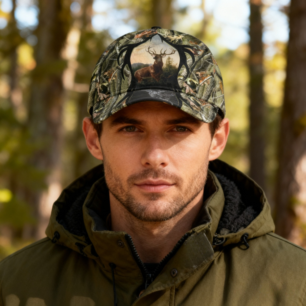 Smoke Deer Camo Baseball Cap P - Hunting And Camping In Forest 评论和价格