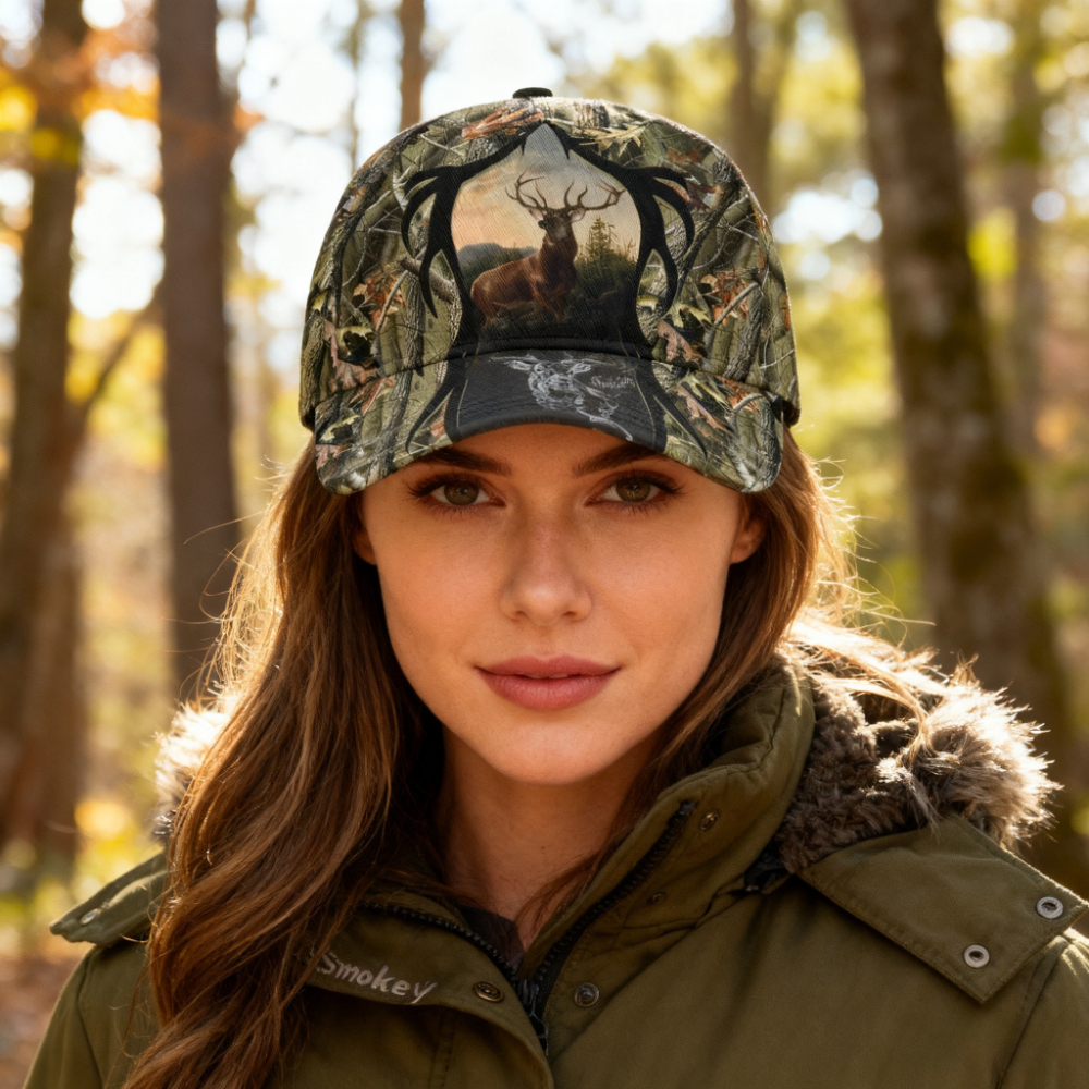 Smoke Deer Camo Baseball Cap P - Hunting And Camping In Forest 评论和价格
