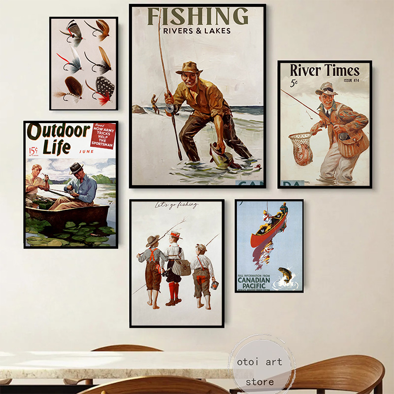 Vintage Fishing Retro Travel O - Outdoor Hunting Paintings 评论和价格