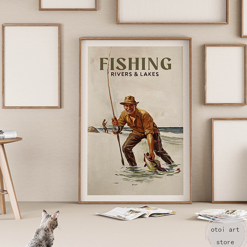 Vintage Fishing Retro Travel O - Outdoor Hunting Paintings 评论和价格