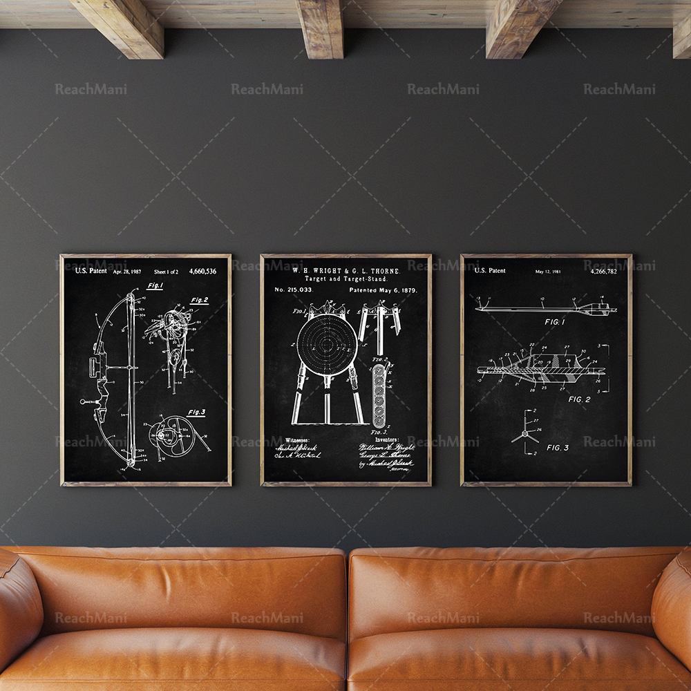 Archery Patent Set Of 3, Bow P - Outdoor Hunting Paintings 评论和价格